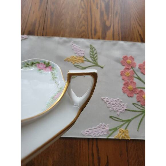 Vintage Limoges Tray Dish, France T&V, Handle BonBon Dish Tray, Pink Roses - Picture 3 of 6